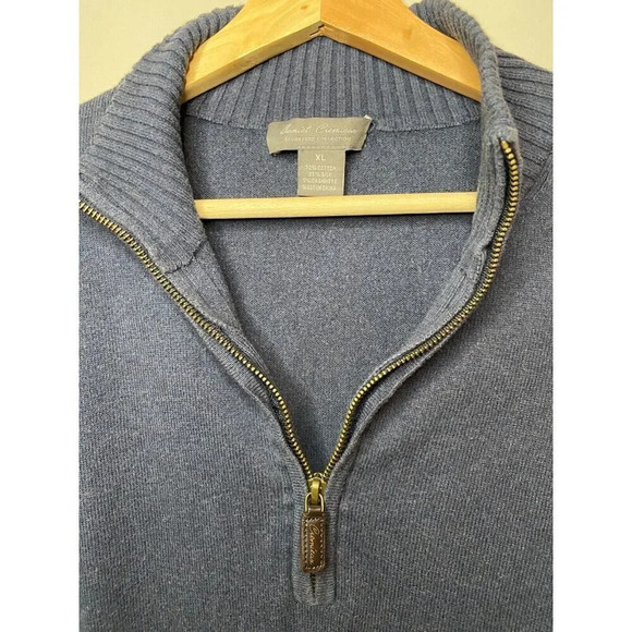 Daniel Cremieux Mens 1/4 Zip Cotton Silk Cashmere Blend Sweater in Navy Size: XL - Picture 6 of 16